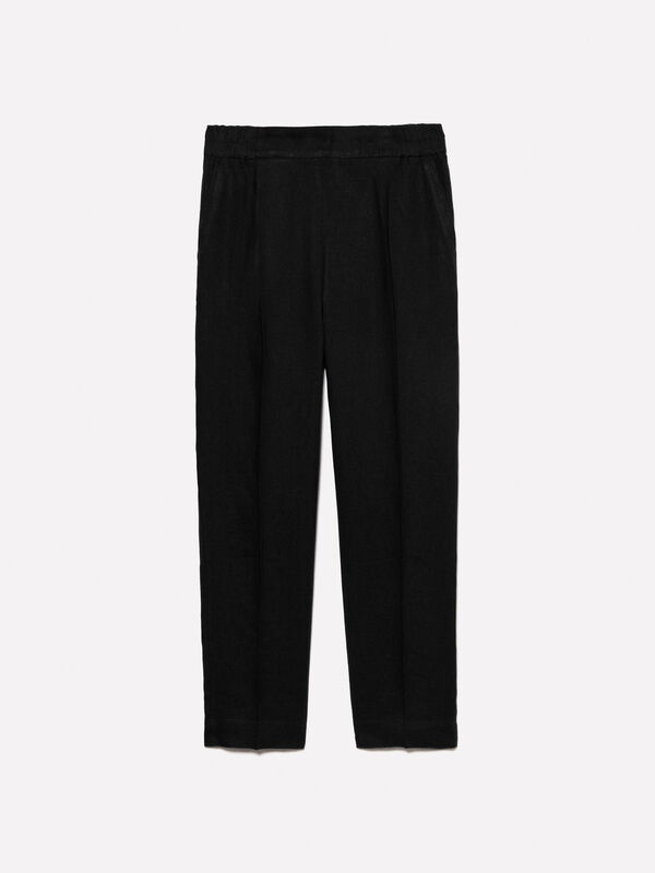 Black joggers in 100% linen - women's joggers | Sisley