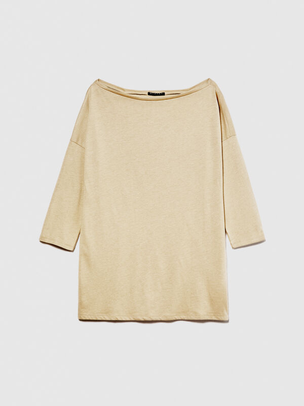 T-shirt with boat neck - women's long sleeve t-shirts | Sisley