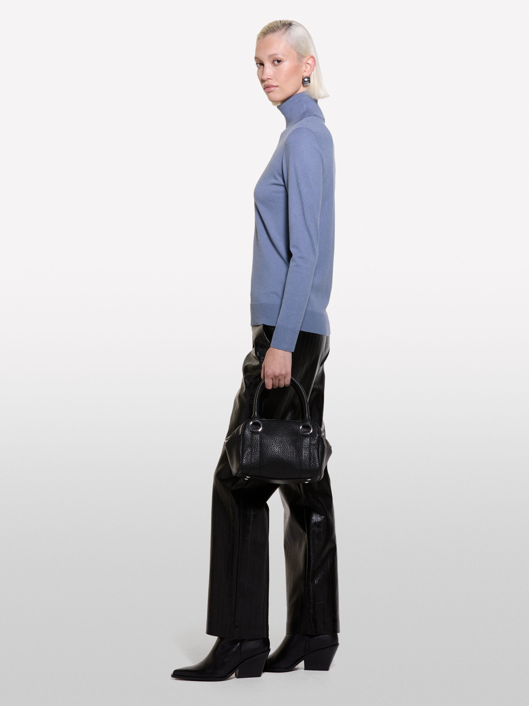 Gray turtleneck sweater, Blue - Sisley
