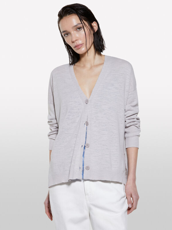 Gray knit cardigan - women's cardigans | Sisley