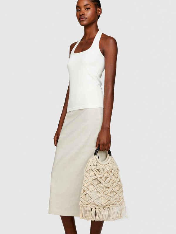 Crochet bag with fringe - women's tote bags | Sisley