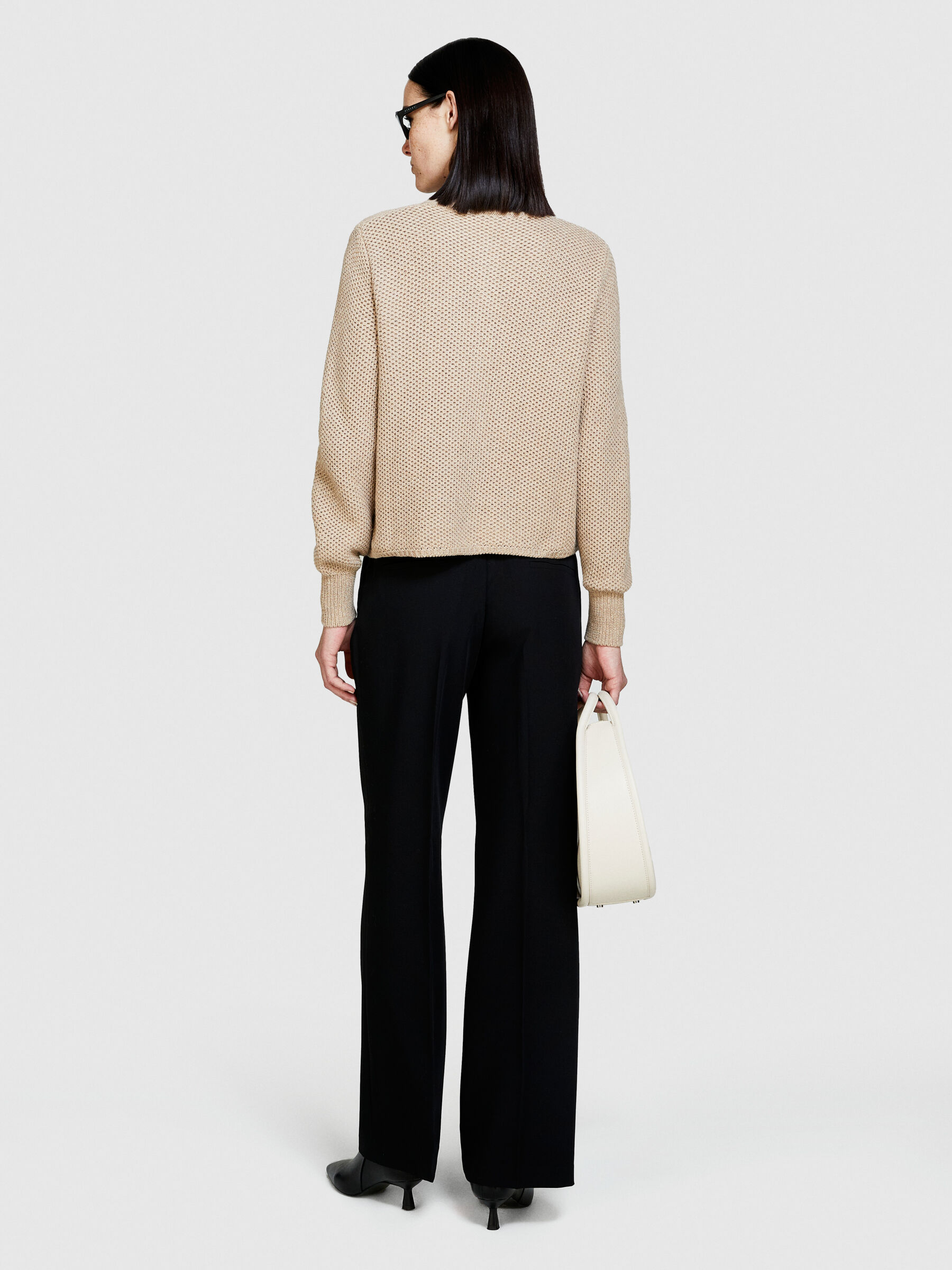 Cardigan with buttons, Beige - Sisley