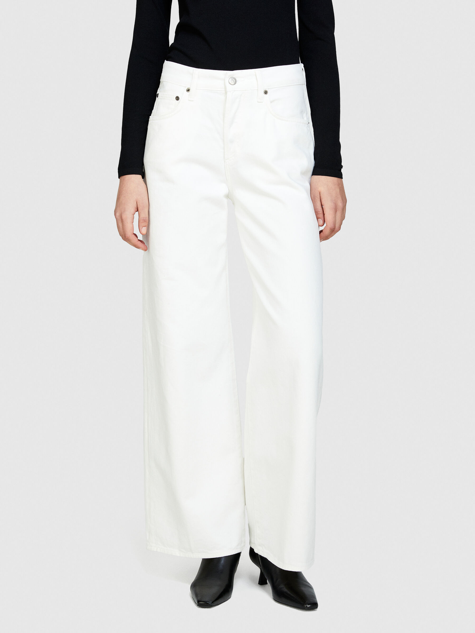 Wide fit colorful jeans, White - Sisley