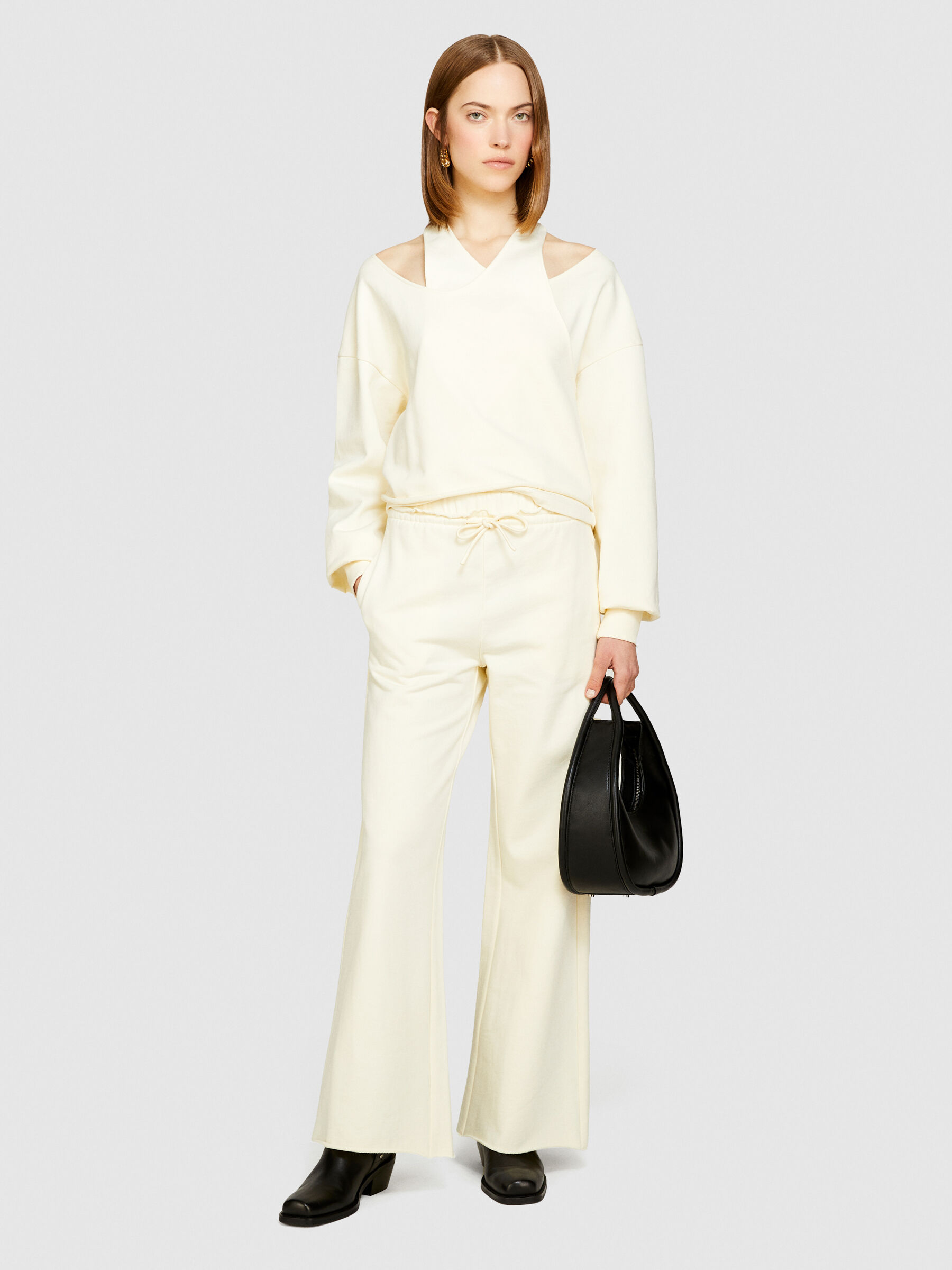 Flared sweatpants, Creamy White - Sisley