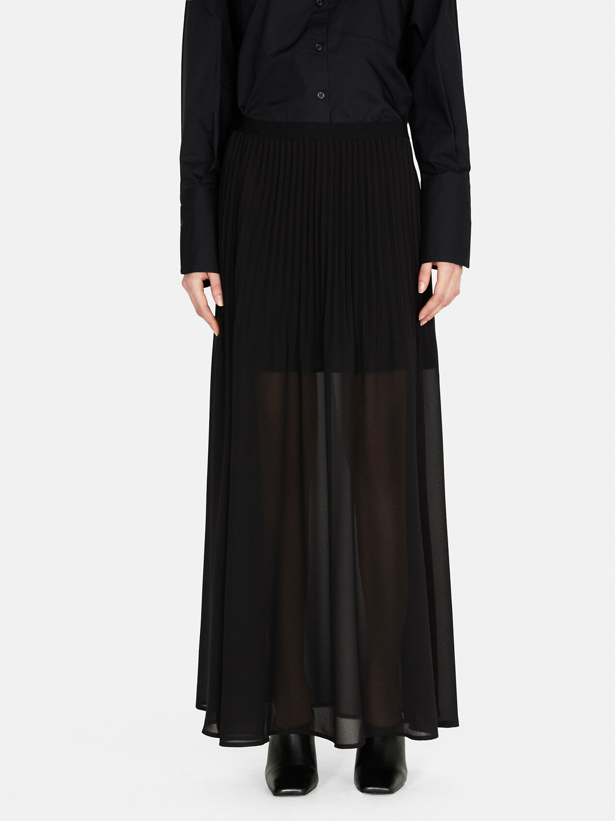 black pleated skirt / pleated maxi skirt / Modern pleated skirt