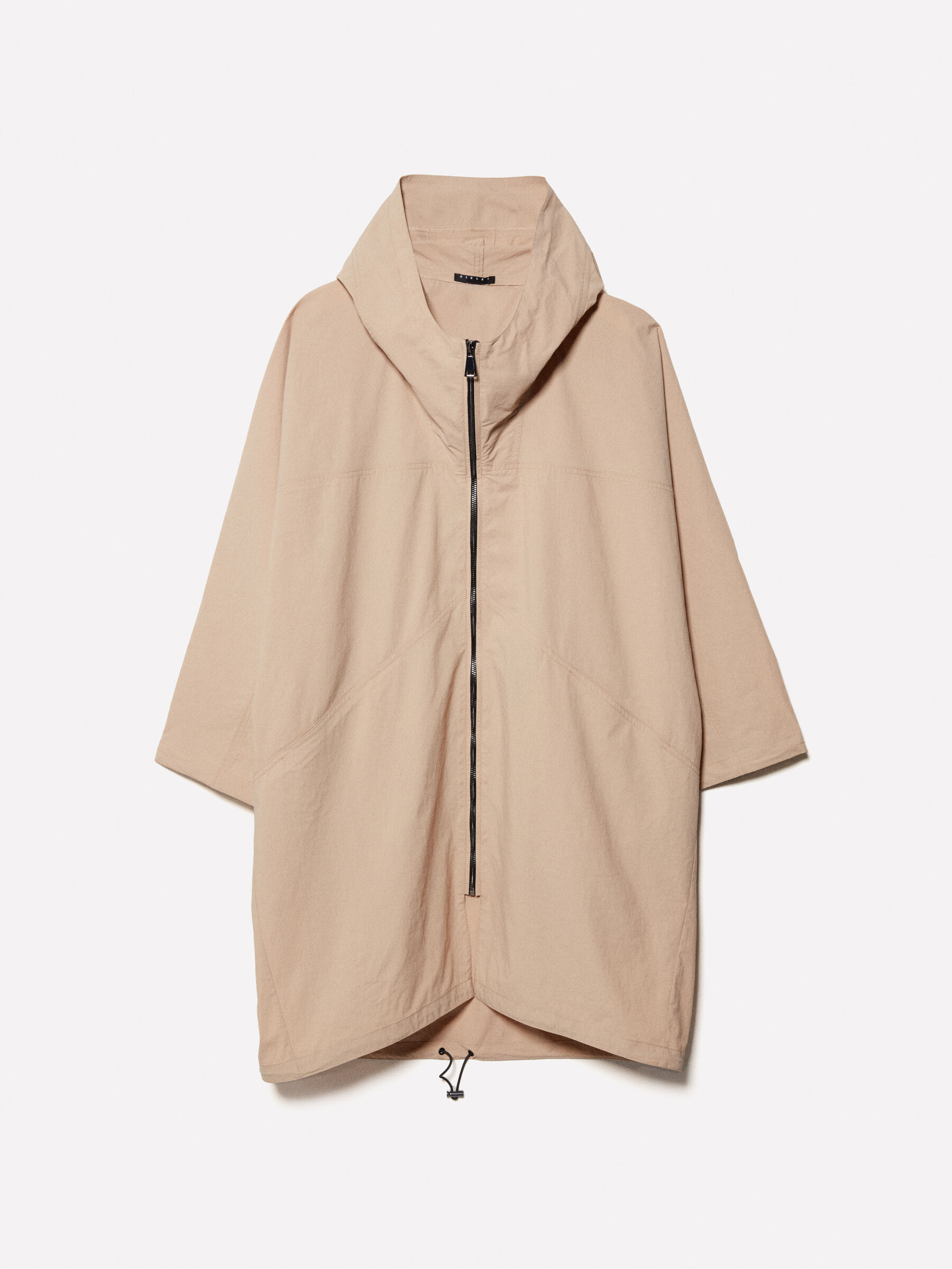 Oversized hooded cape, Beige - Sisley