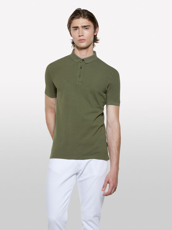 Military green 100% cotton polo - men's polos | Sisley