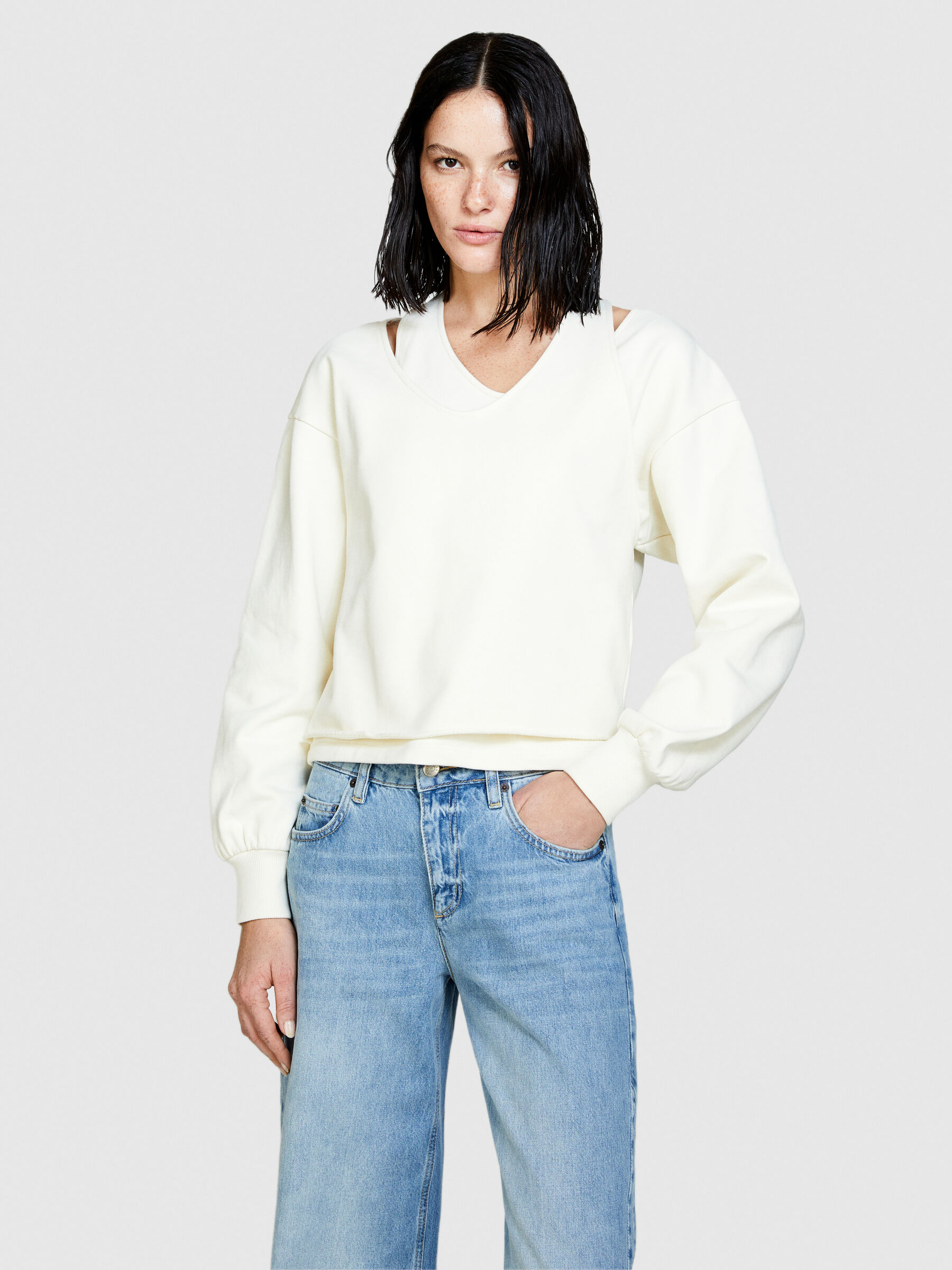 White off the shoulder sweatshirt best sale