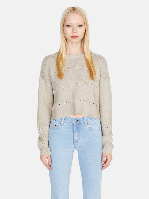 Sweater with ajour - women's crew neck sweaters | Sisley