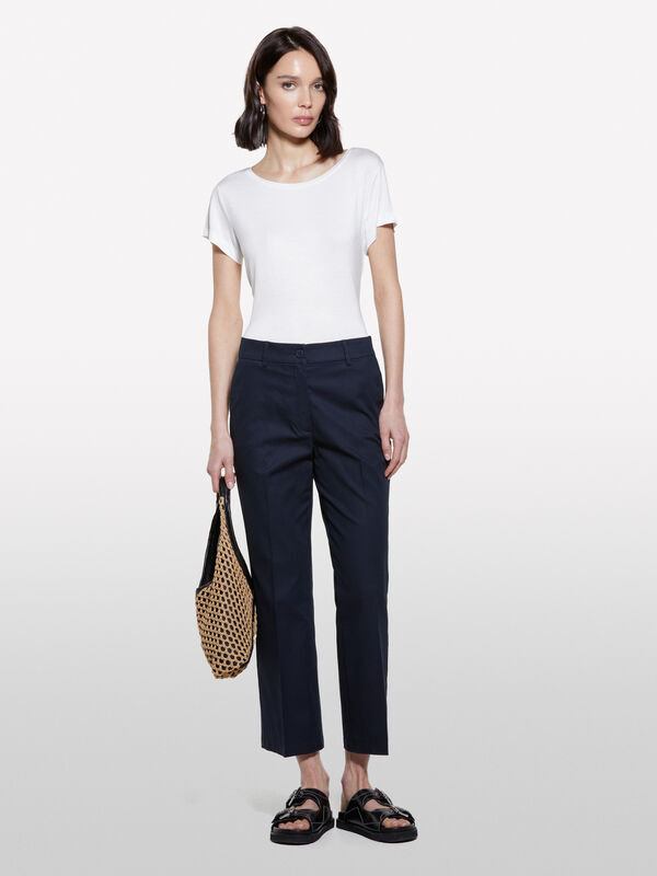 Dark blue flare fit trousers - women's flared trousers | Sisley