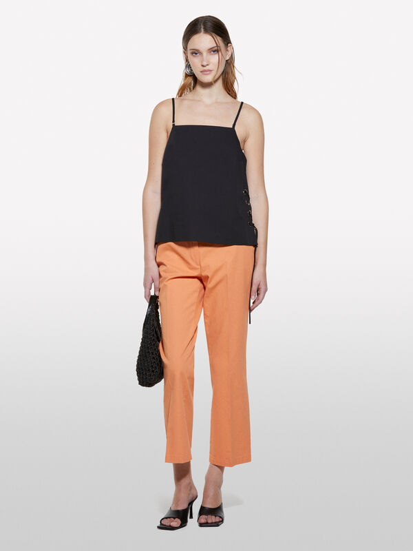 Black top with laces - women's tops | Sisley