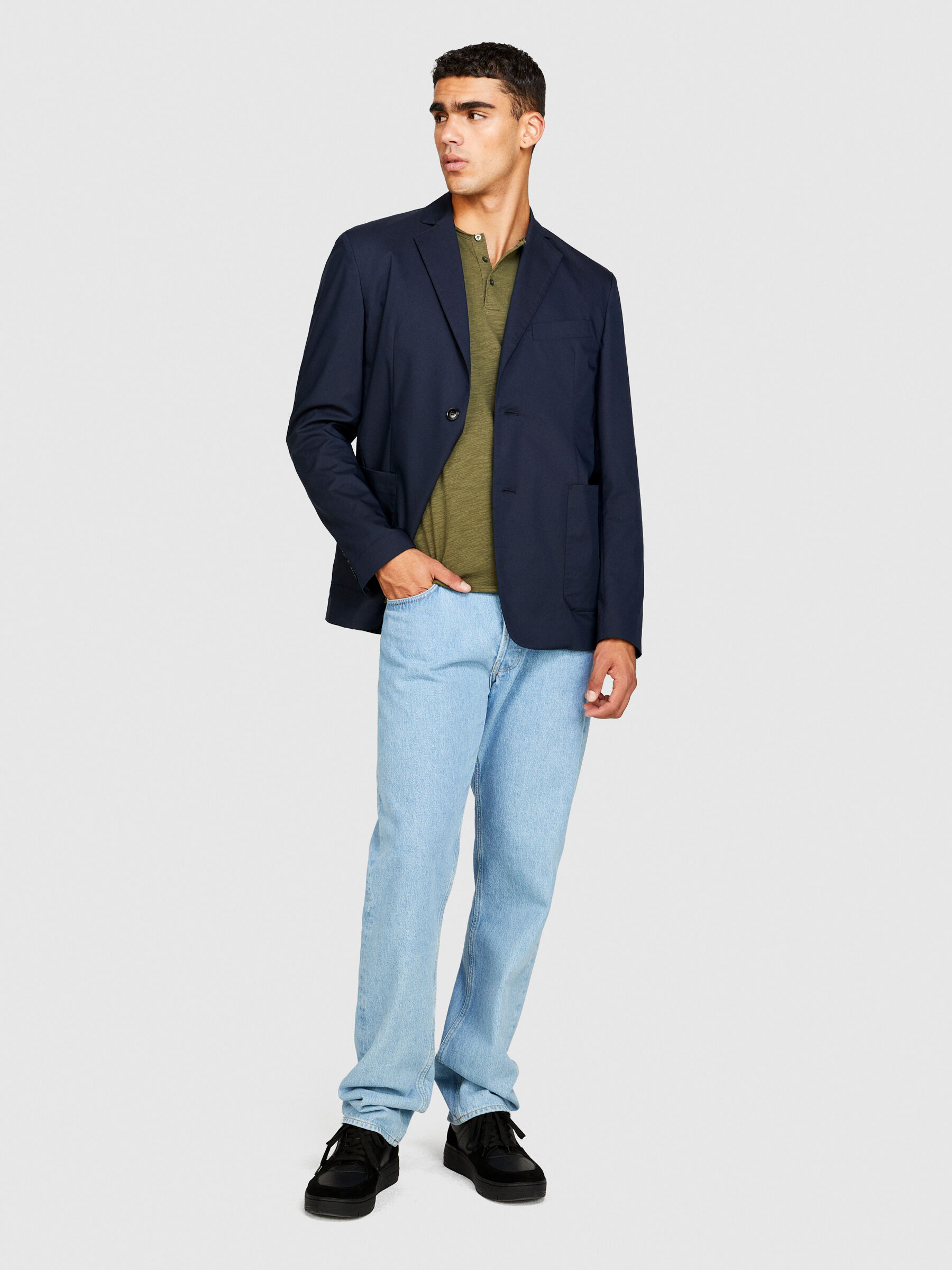 Henley t shirt with blazer shop
