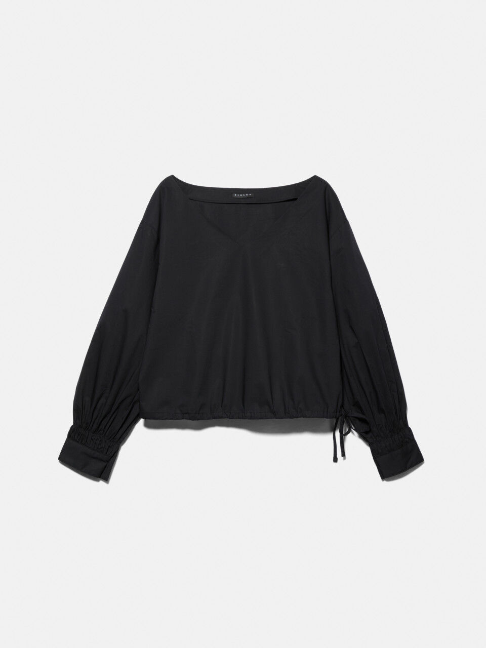 Cropped blouse with drawstring