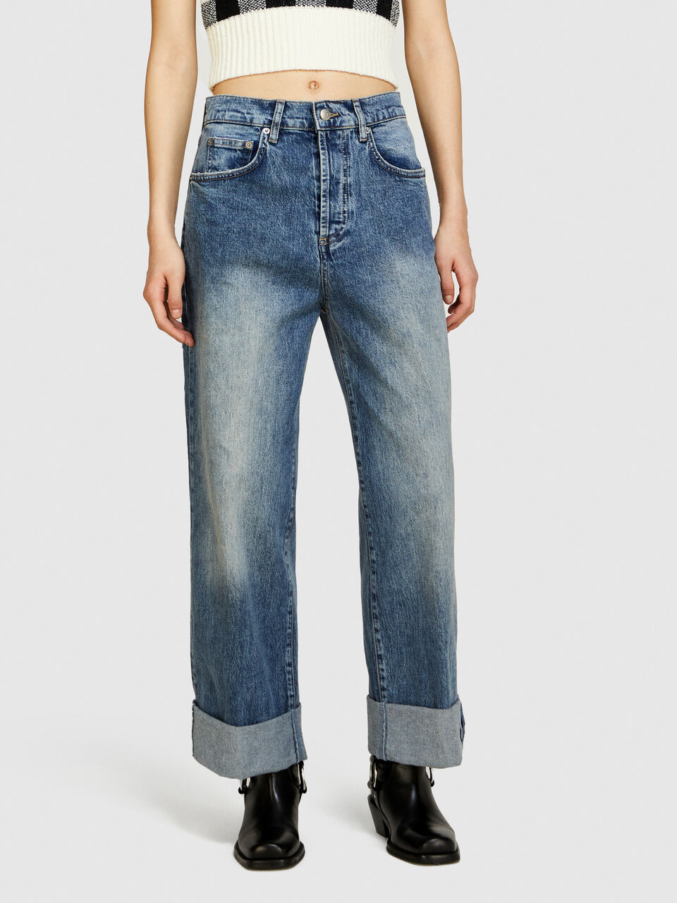 Baggy fit jeans with cuffs Women image number null