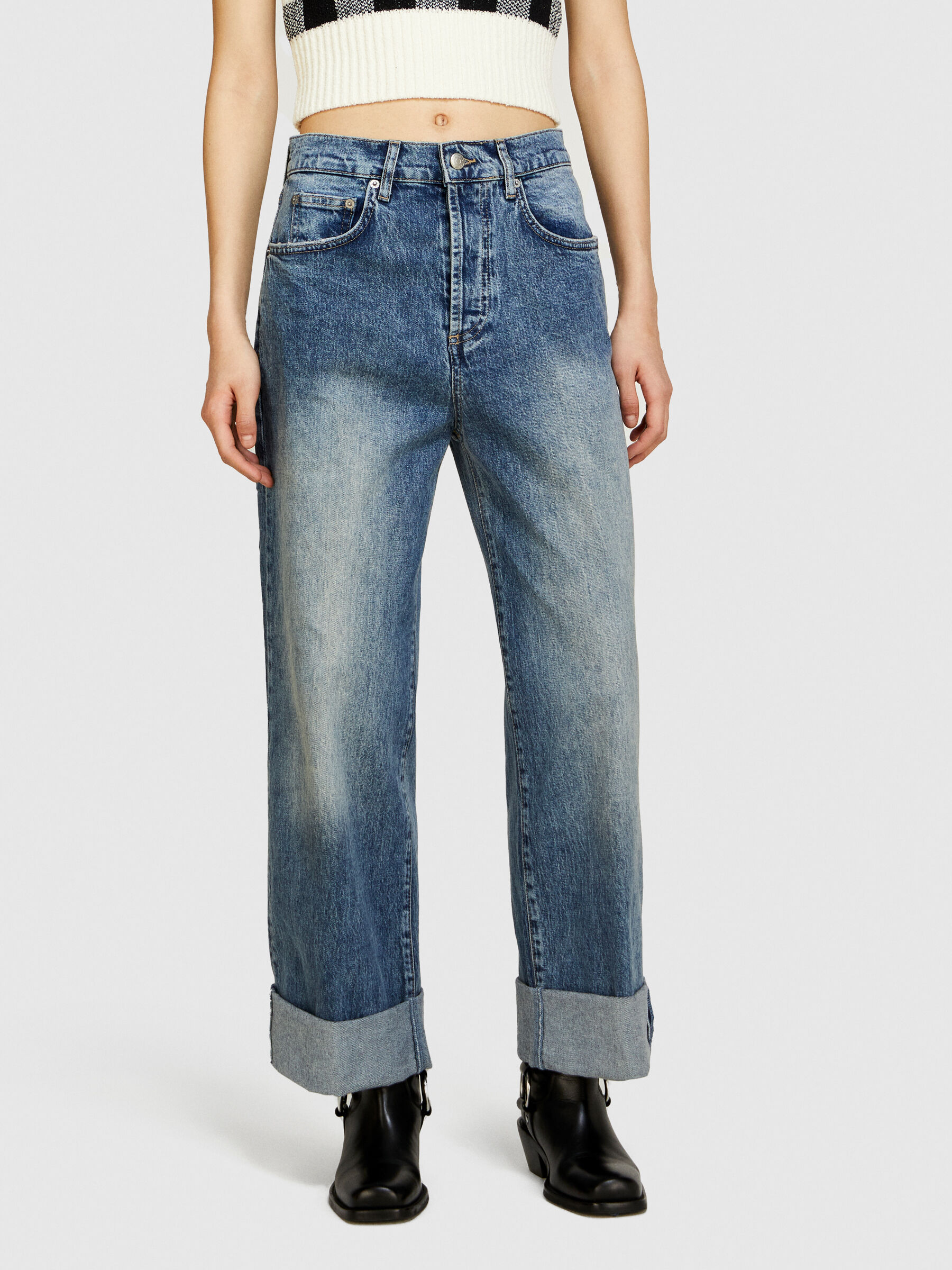 Baggy fit jeans with cuffs Women image number null