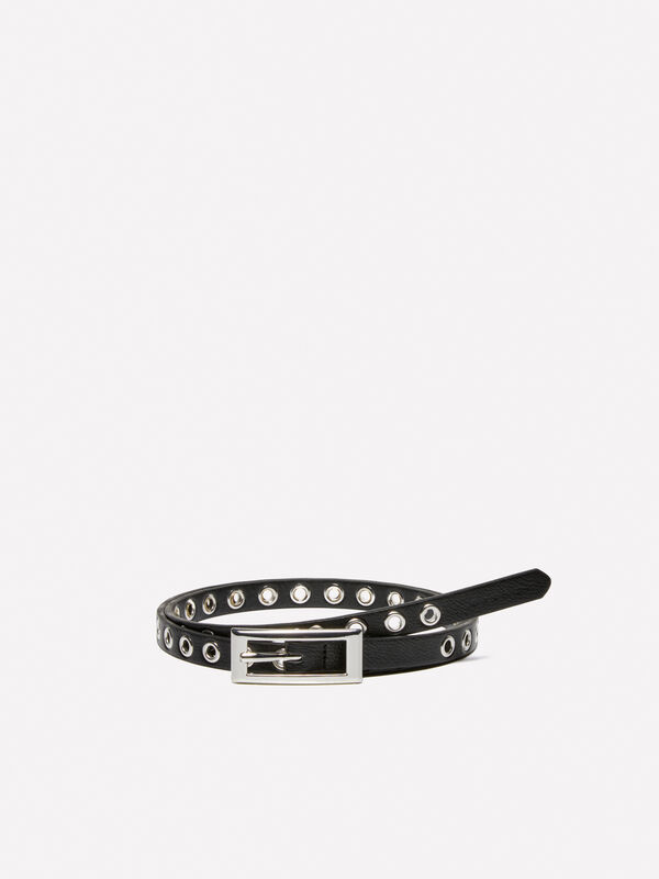 Black belt with eyelets - women's belts | Sisley