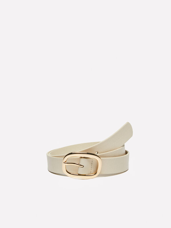 Cream white belt with oval buckle - women's belts | Sisley