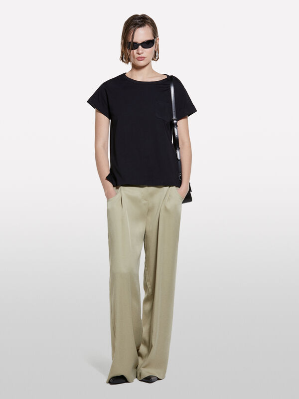 Black t-shirt with pocket - women's short sleeve t-shirts | Sisley
