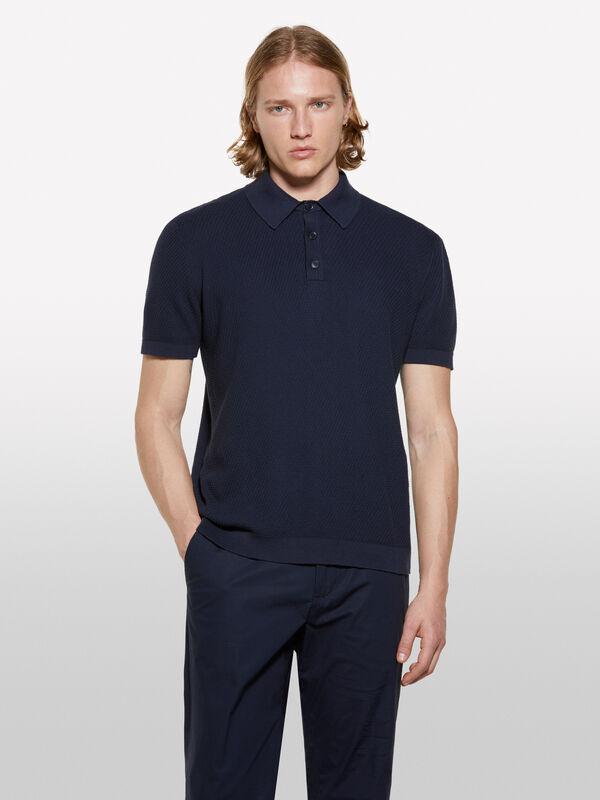 Dark blue knit polo  - men's polos | Sisley