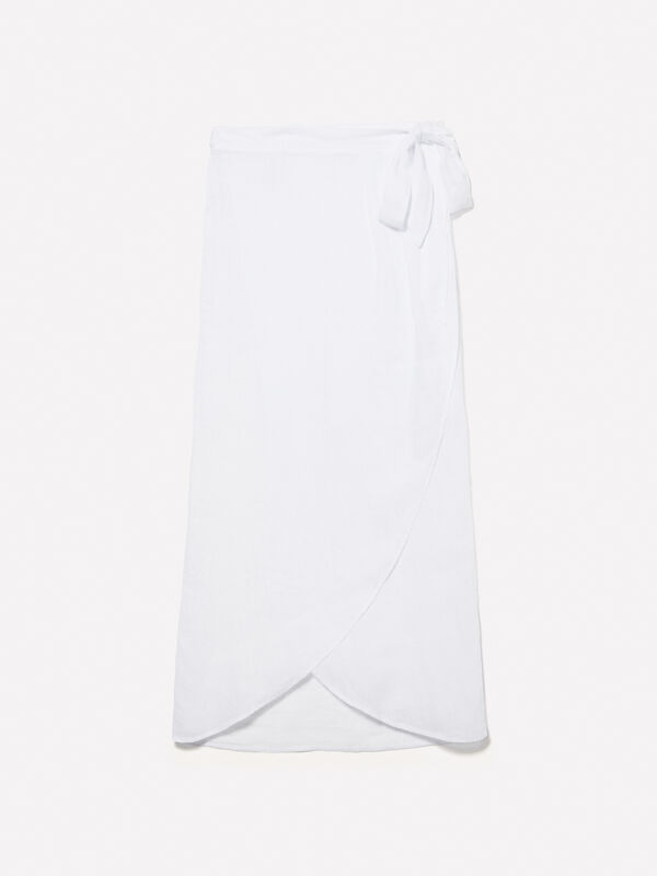 Pareo skirt in 100% linen - women's midi skirts | Sisley