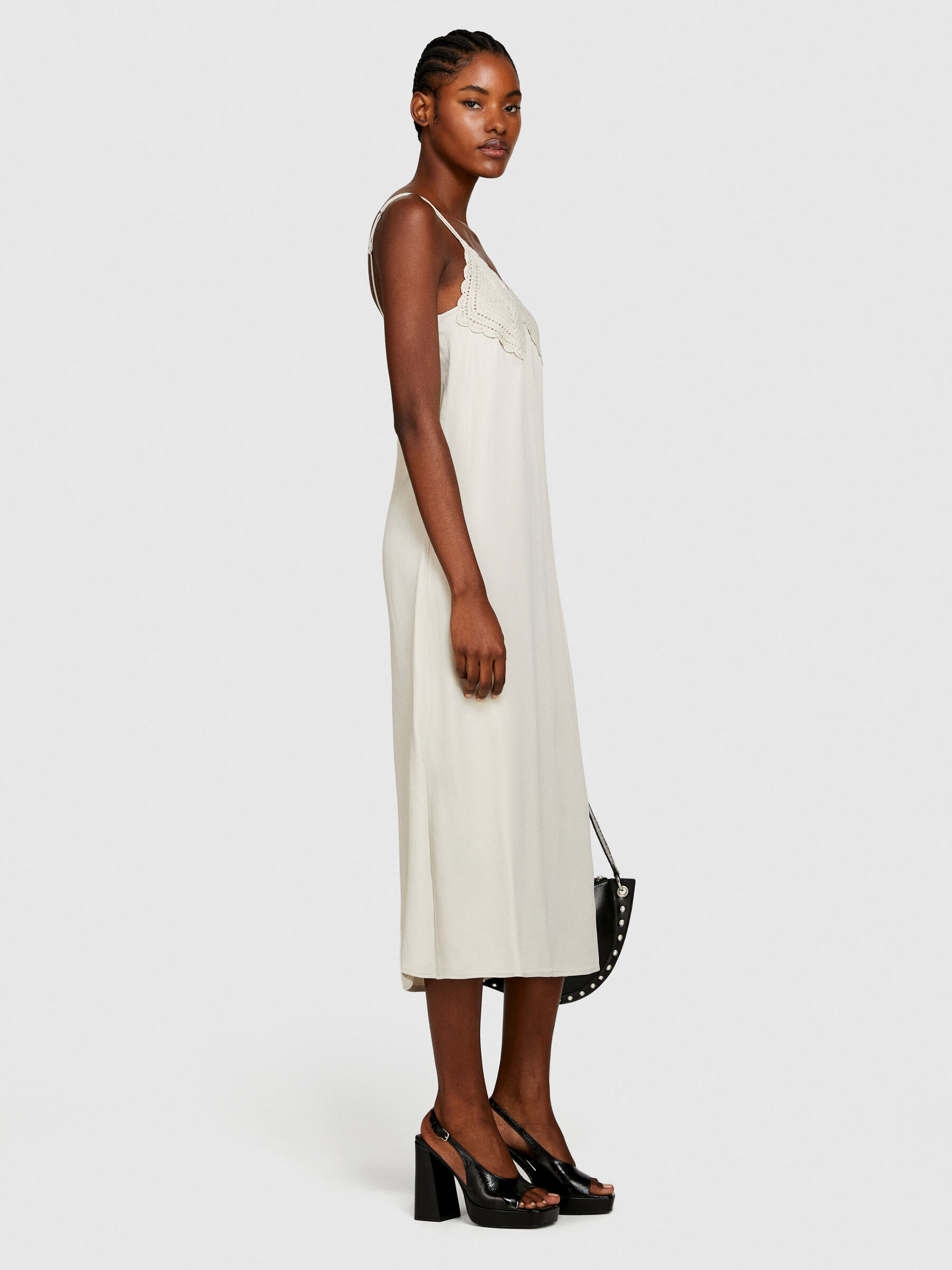 Satin dress with crochet Women image number null