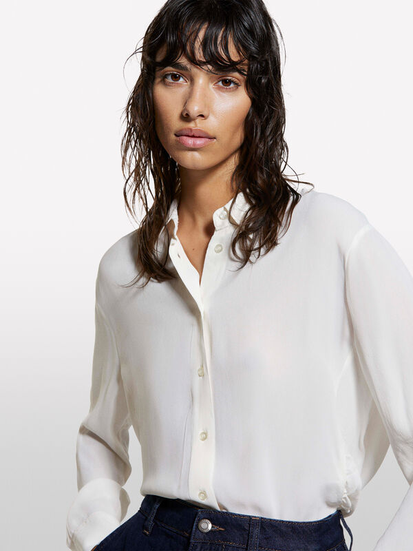 Cream white oversized shirt - women's shirts | Sisley