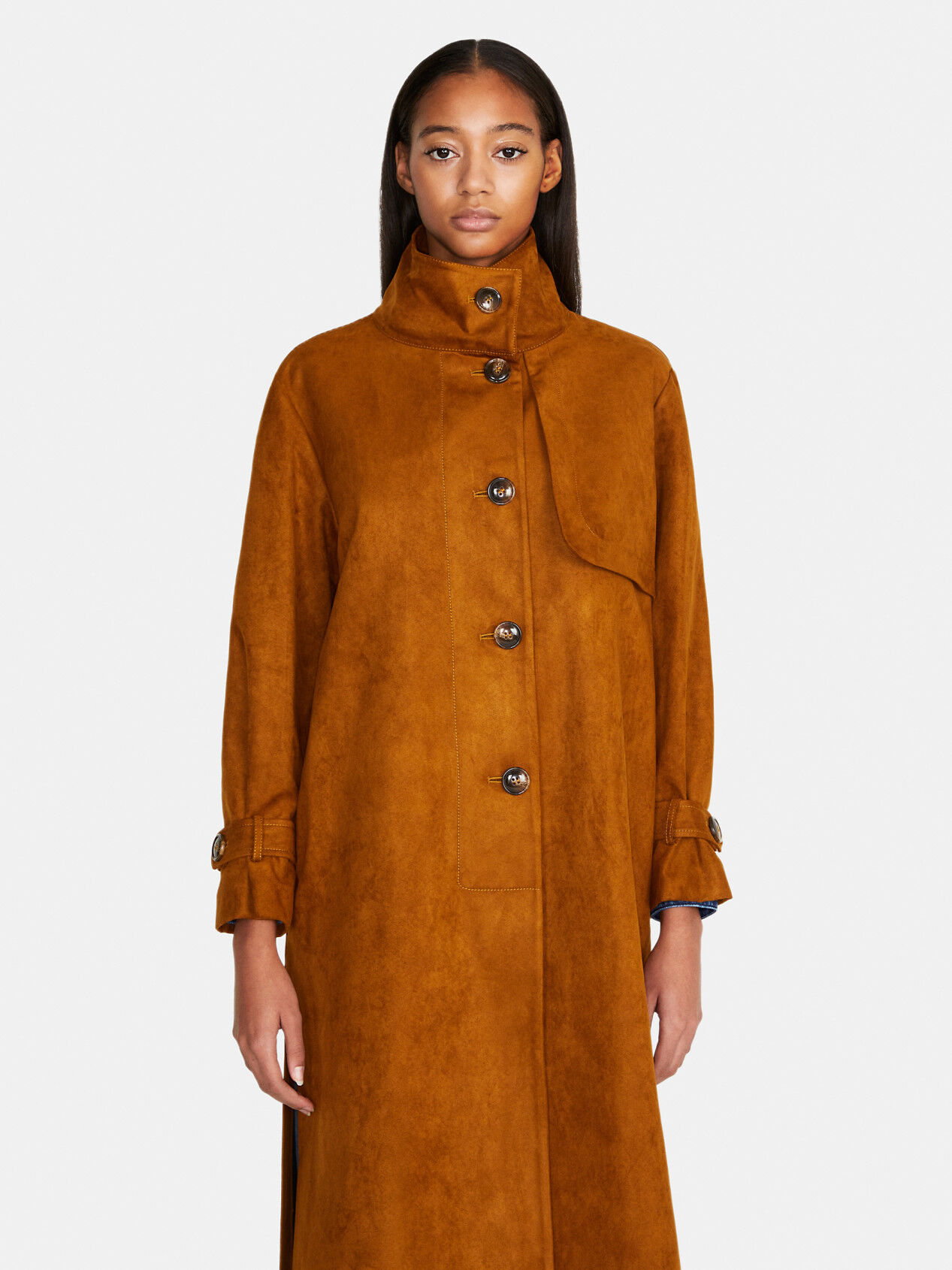 Long trench coat with belt, Camel - Sisley