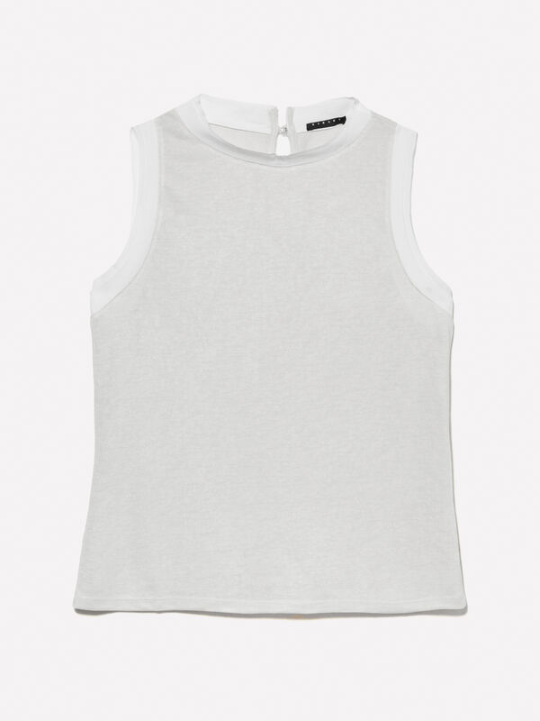 White regular fit tank top - women's tops | Sisley