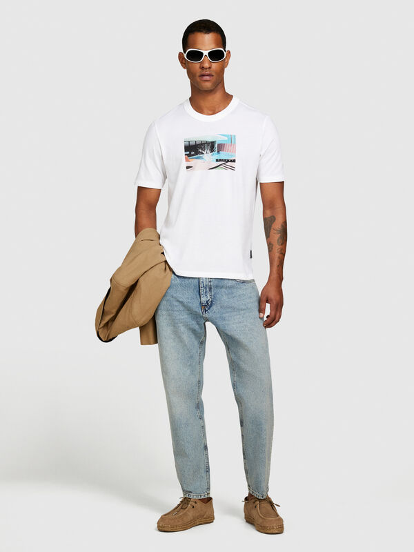 Relaxed fit t-shirt with print Relaxed fit t-shirt with print - men's short sleeve t-shirts | Sisley
