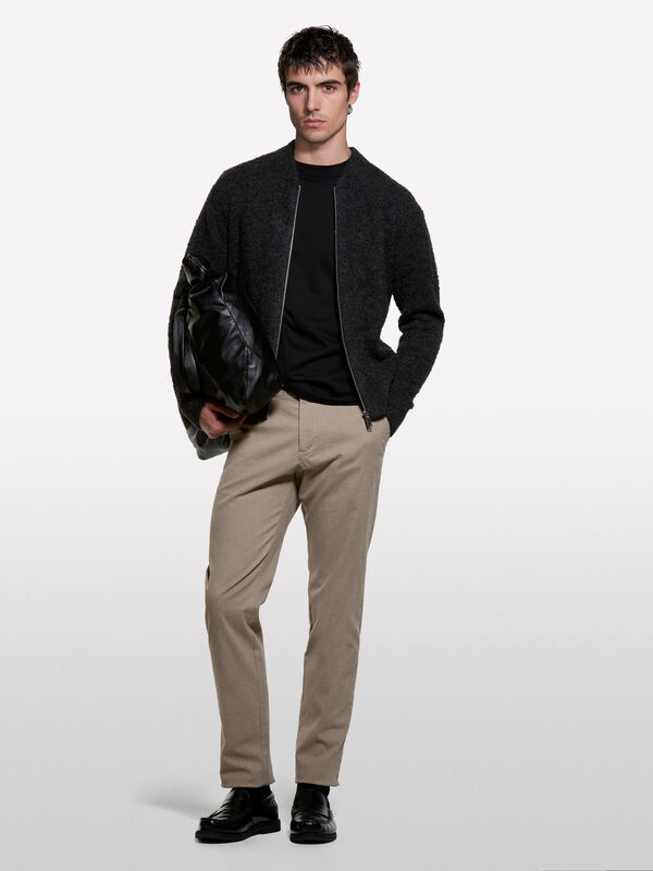 Black t-shirt with text print in 100% organic cotton - men's short sleeve t-shirts | Sisley