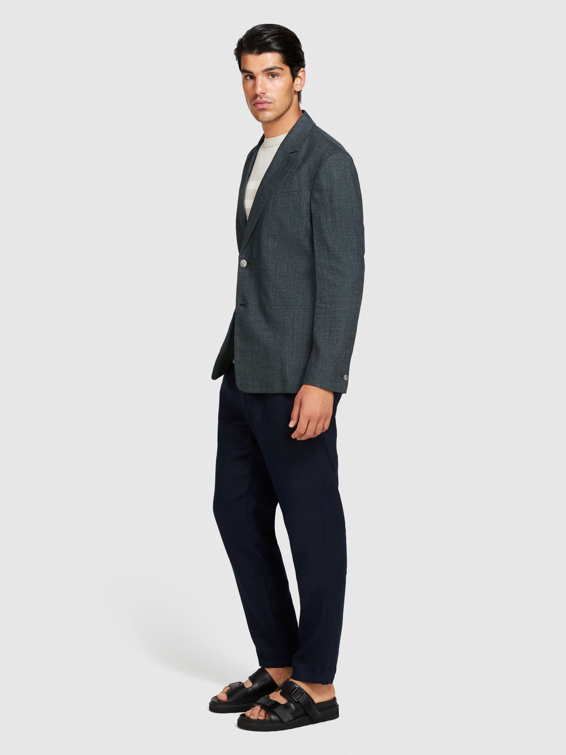 Single-breasted blazer in linen blend Men image number null