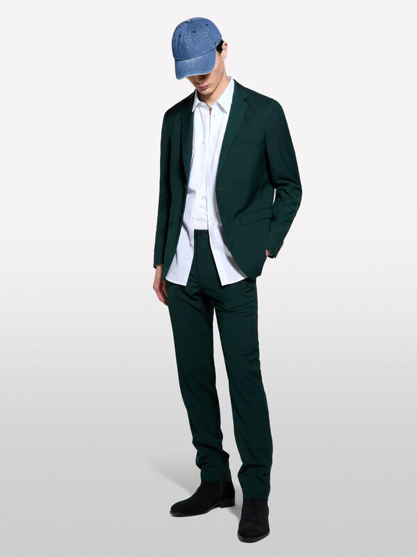Dark green tailored trousers - men's slim fit trousers | Sisley