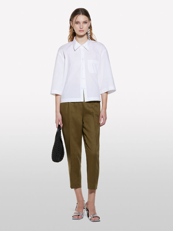 Military green joggers in 100% linen - women's joggers | Sisley