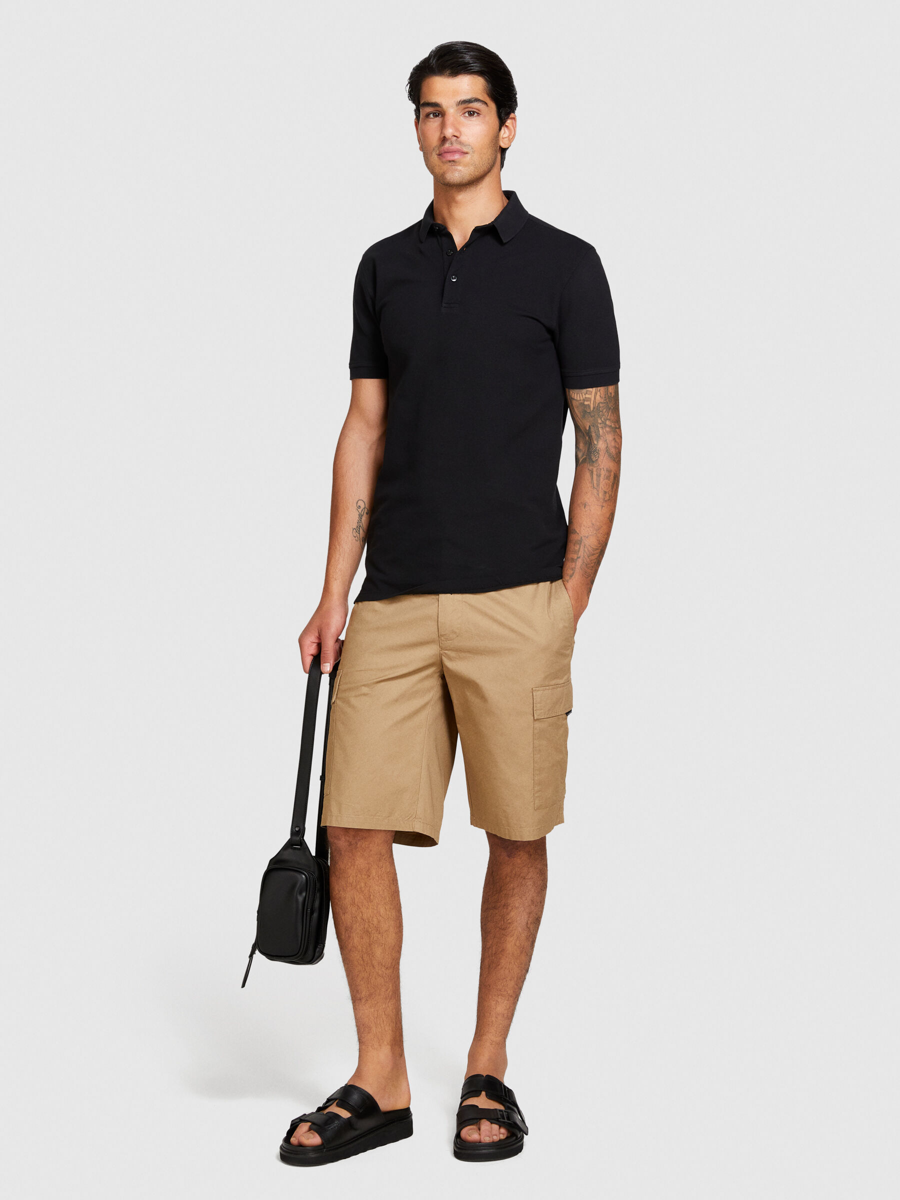 Slim fit polo, Black - Sisley