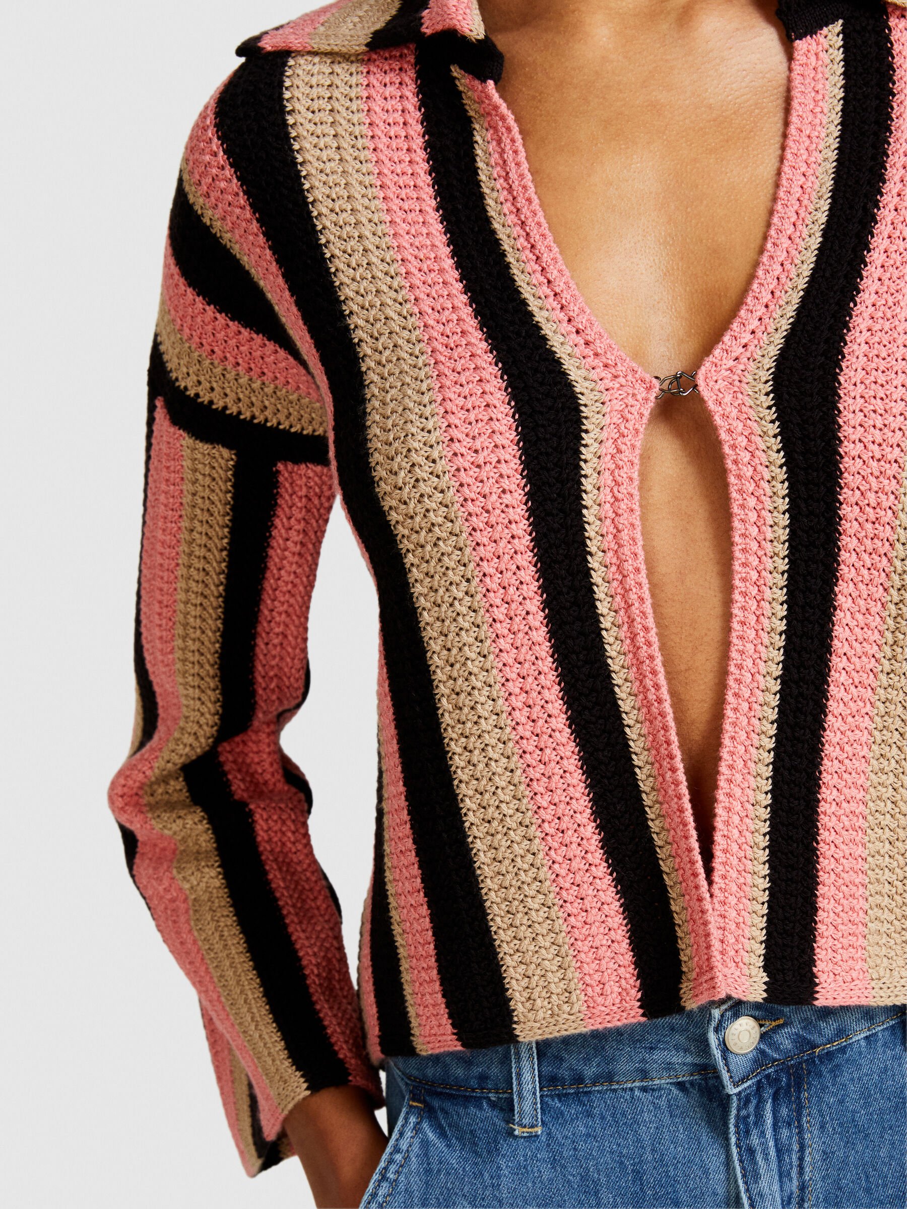 Multicolor striped cardigan Women image number null
