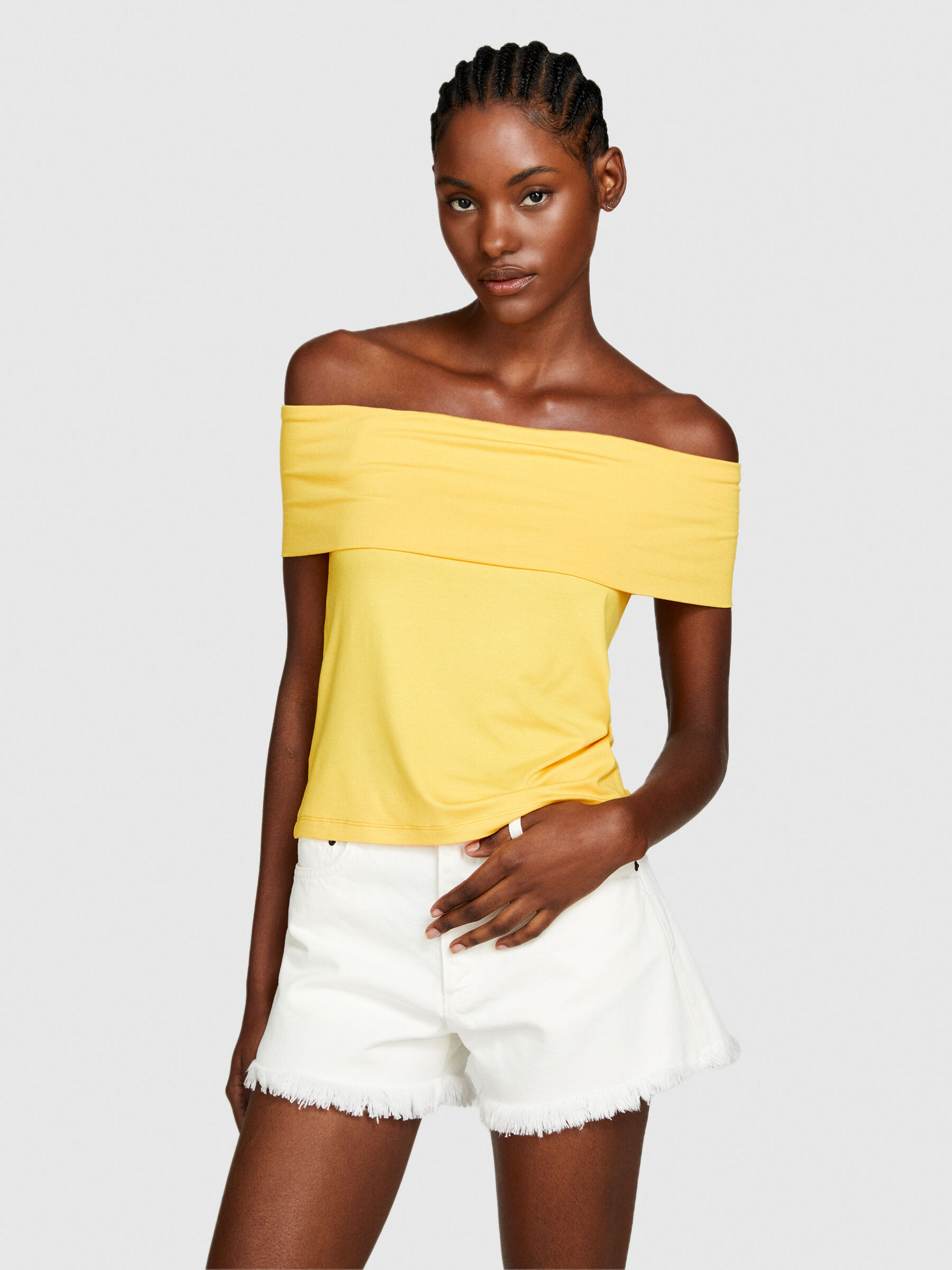Bare shoulder t shirt Yellow Sisley