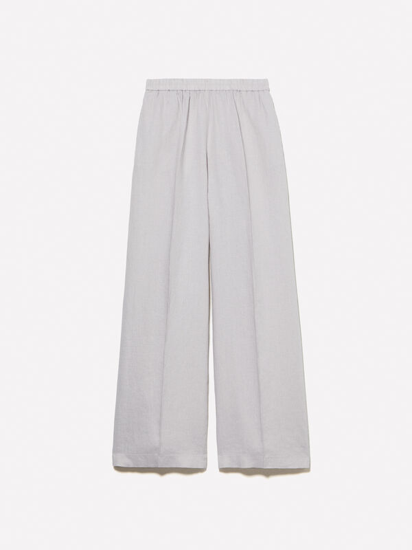Gray flare fit trousers in 100% linen - women's palazzo trousers | Sisley