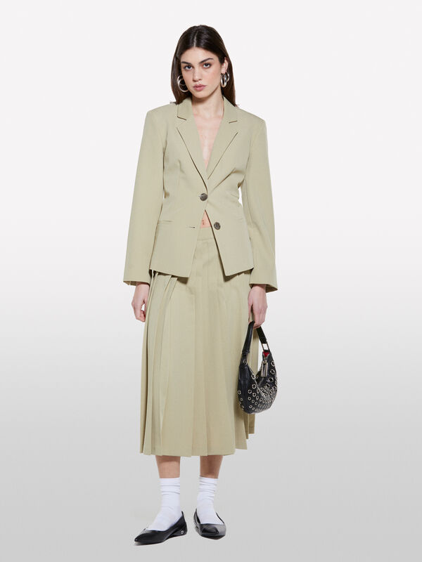 Military green slim fit blazer - women's blazers | Sisley