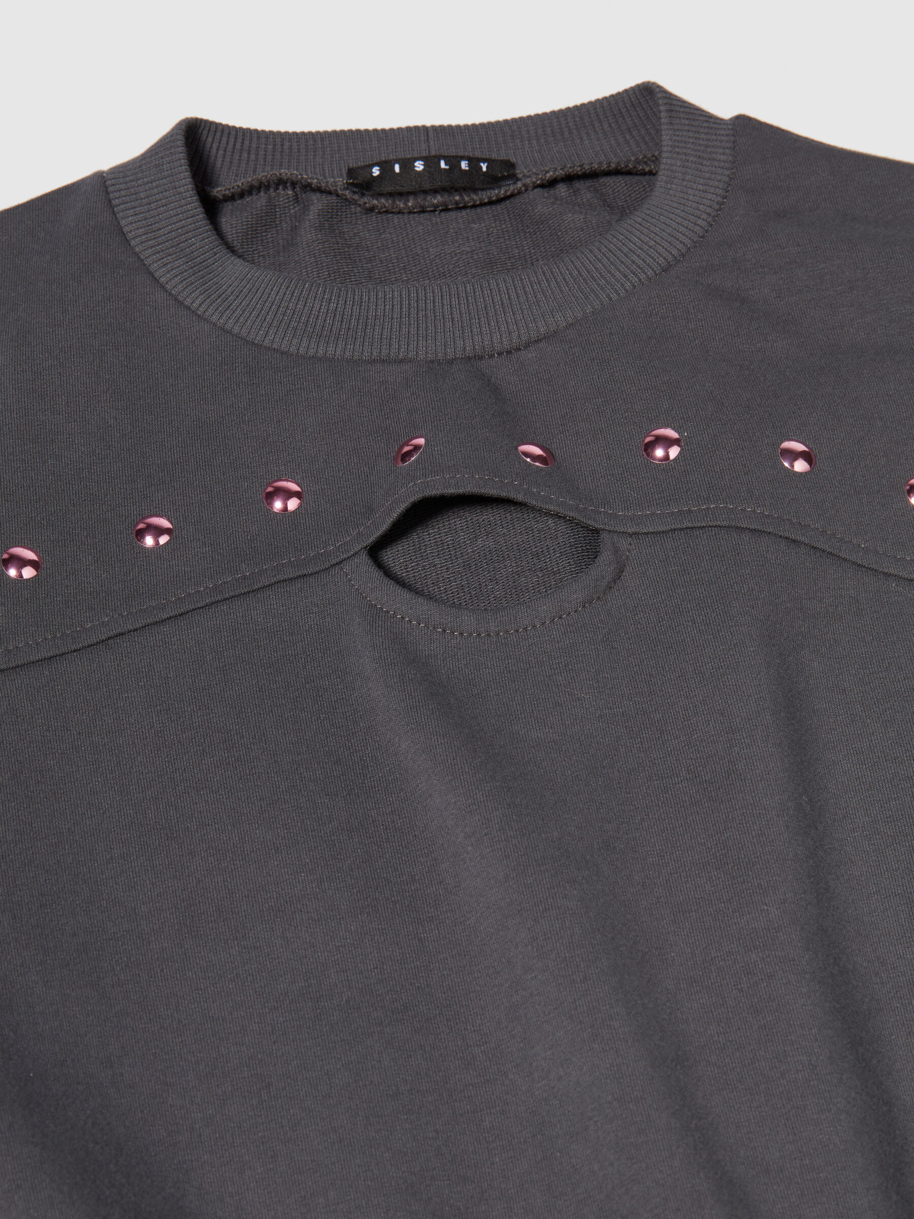 Cropped sweatshirt with studs Junior Girl image number null