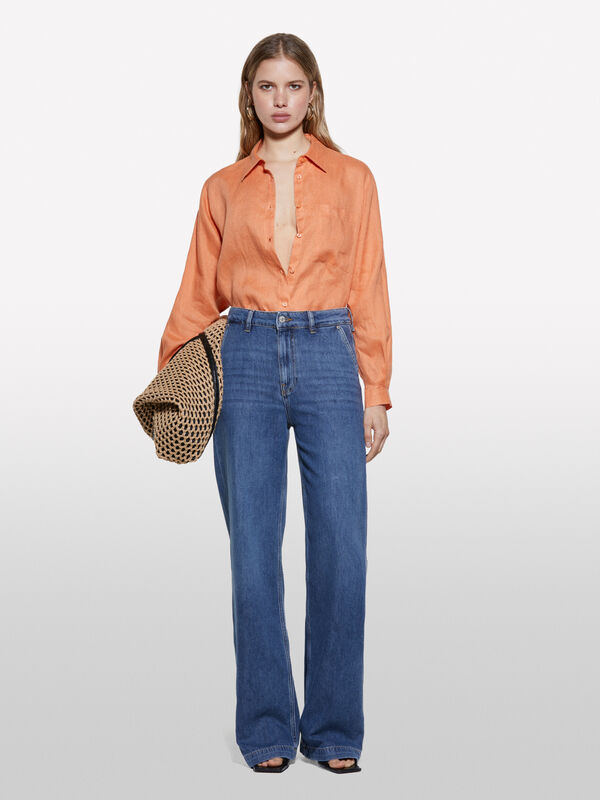 Dark wide fit jeans - women's palazzo jeans | Sisley