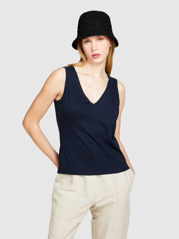 Tank top in 100% cotton - women's tops | Sisley