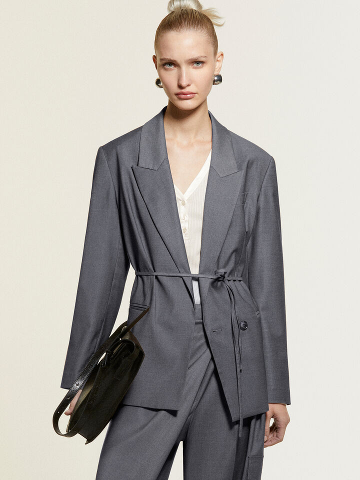 Gray blazer with buckle - women's blazers - Dark Gray | Sisley image number 8