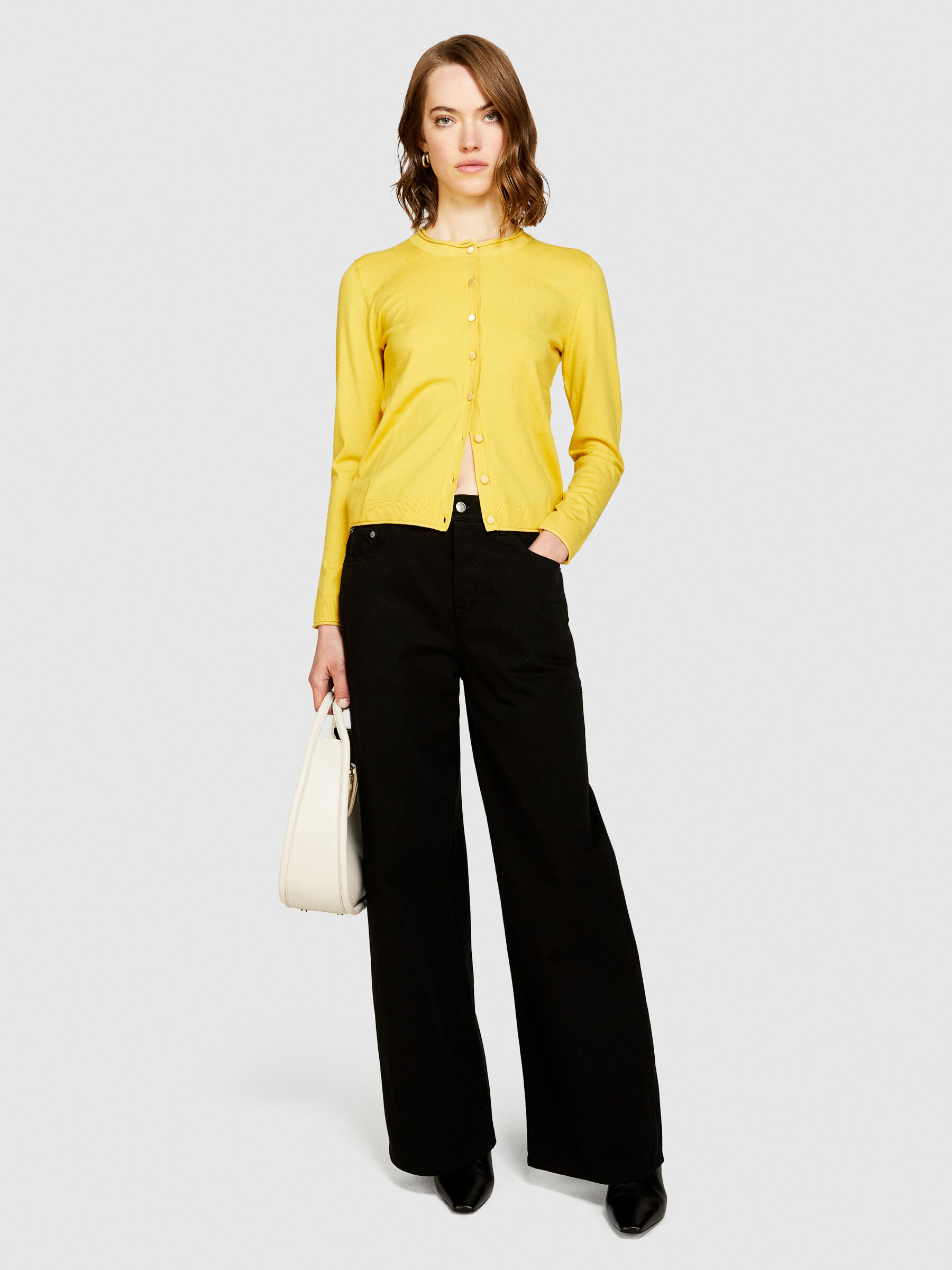 Mesh cardigan with lurex - Beige | Benetton