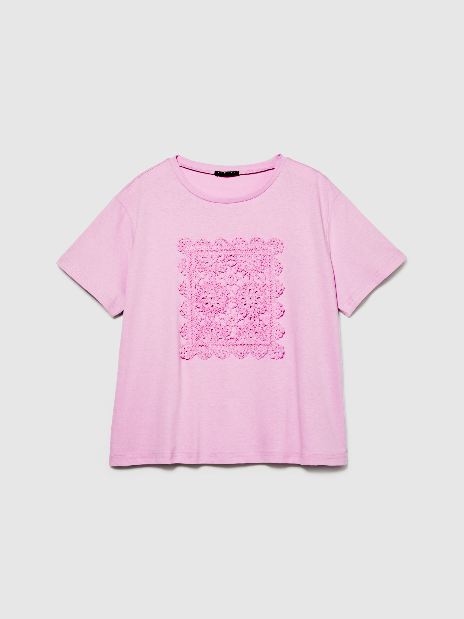 T-shirt with macramé embroidery Women image number null