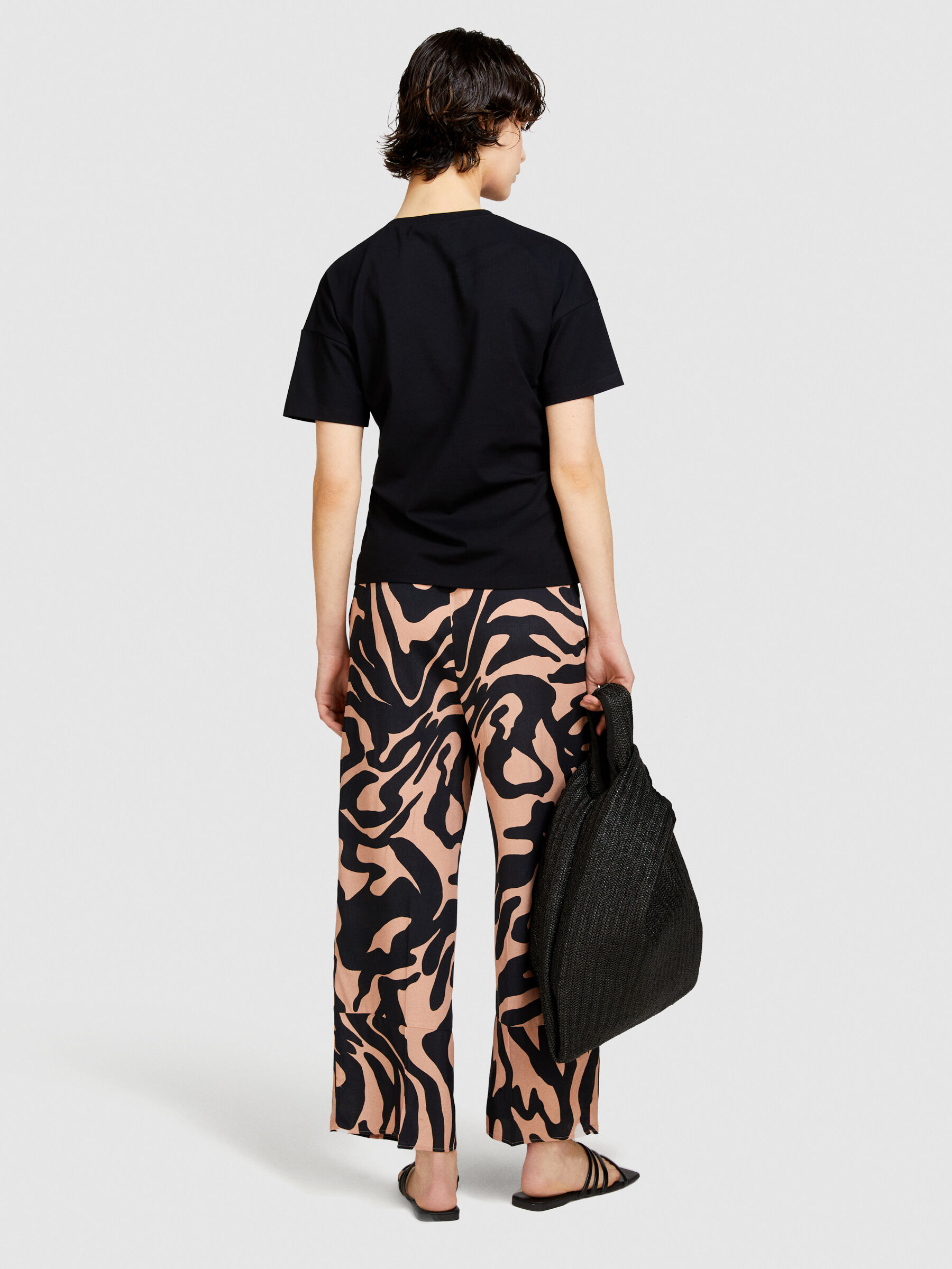 Printed satin trousers, Multi-color - Sisley
