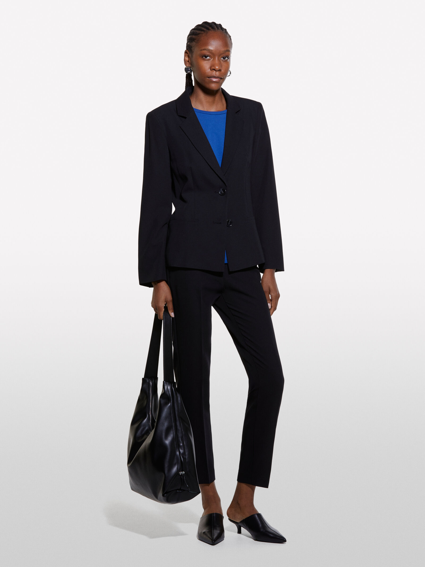 Slim fit black blazer womens top