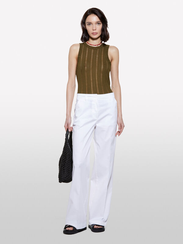 White wide leg trousers - women's palazzo trousers | Sisley