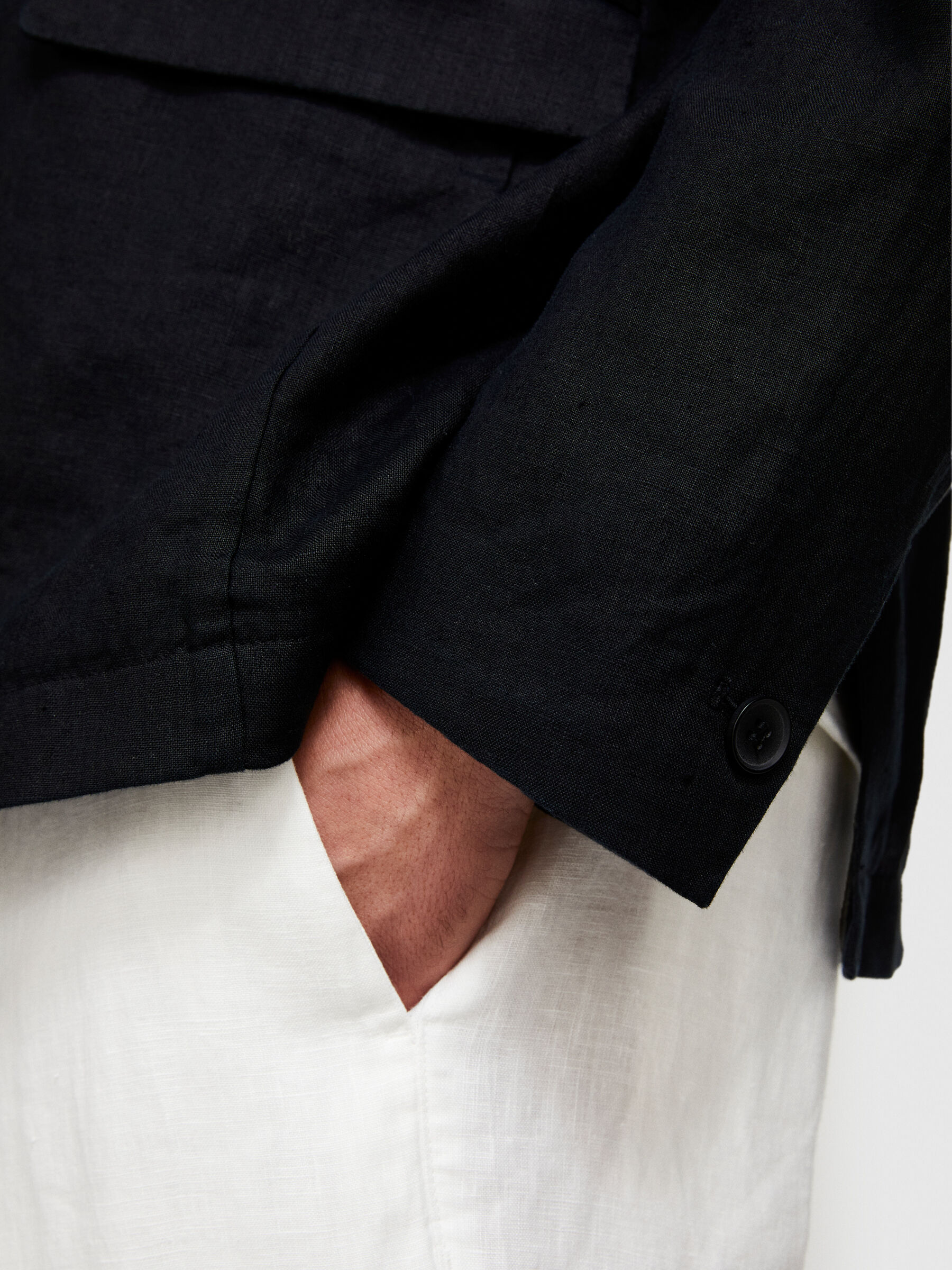 Black linen blazer mens discount
