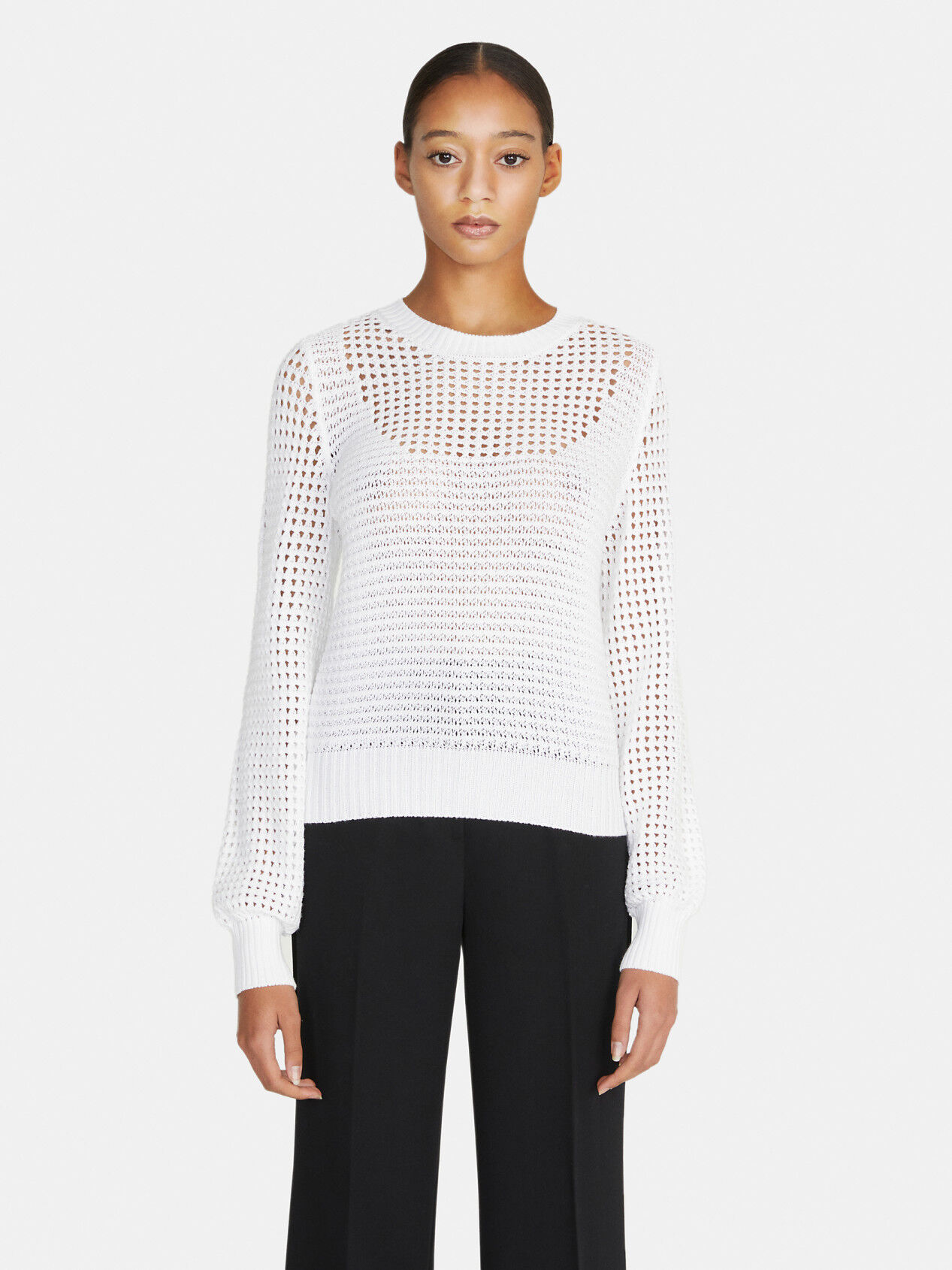 Open knit sweater White Sisley