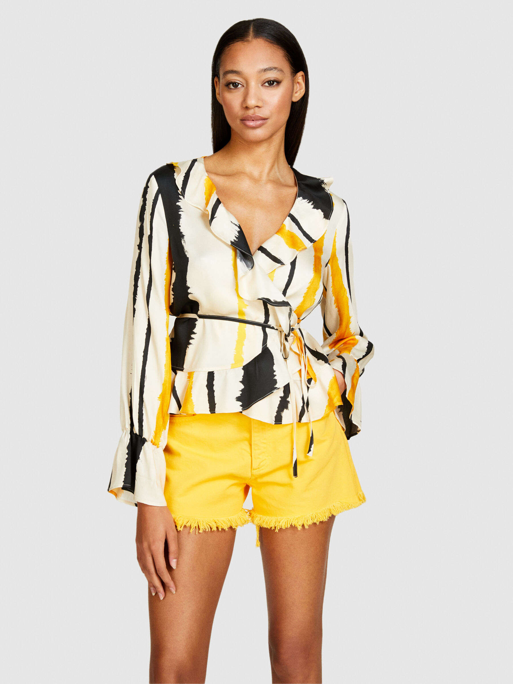 Crisscross blouse with frill Women image number null